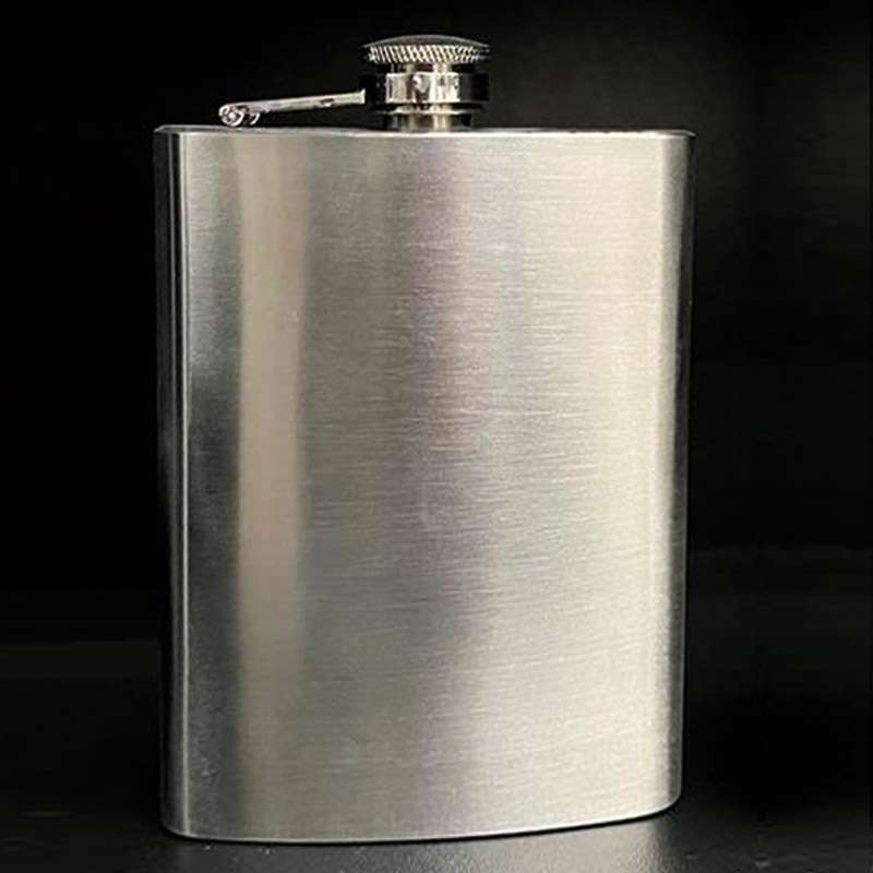 8OZ BLACK STAINLESS HIP FLASK