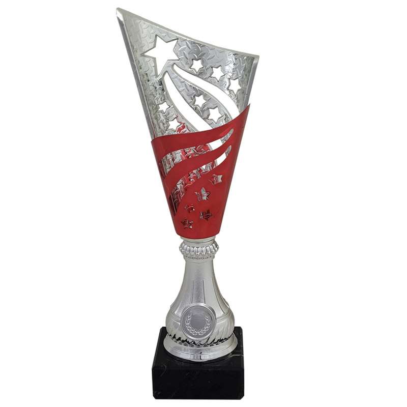 SILVER/RED STAR FLUTED CUP