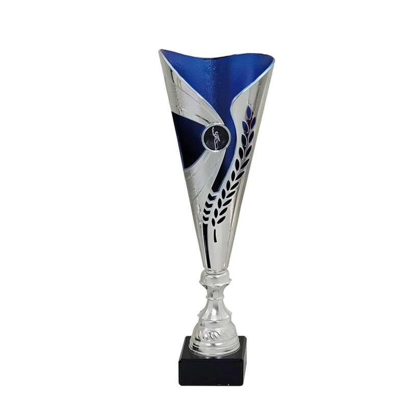 SILVER / BLUE LAUREL FLUTED CUP