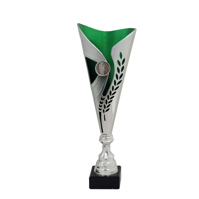 SILVER / GREEN LAUREL FLUTED CUP