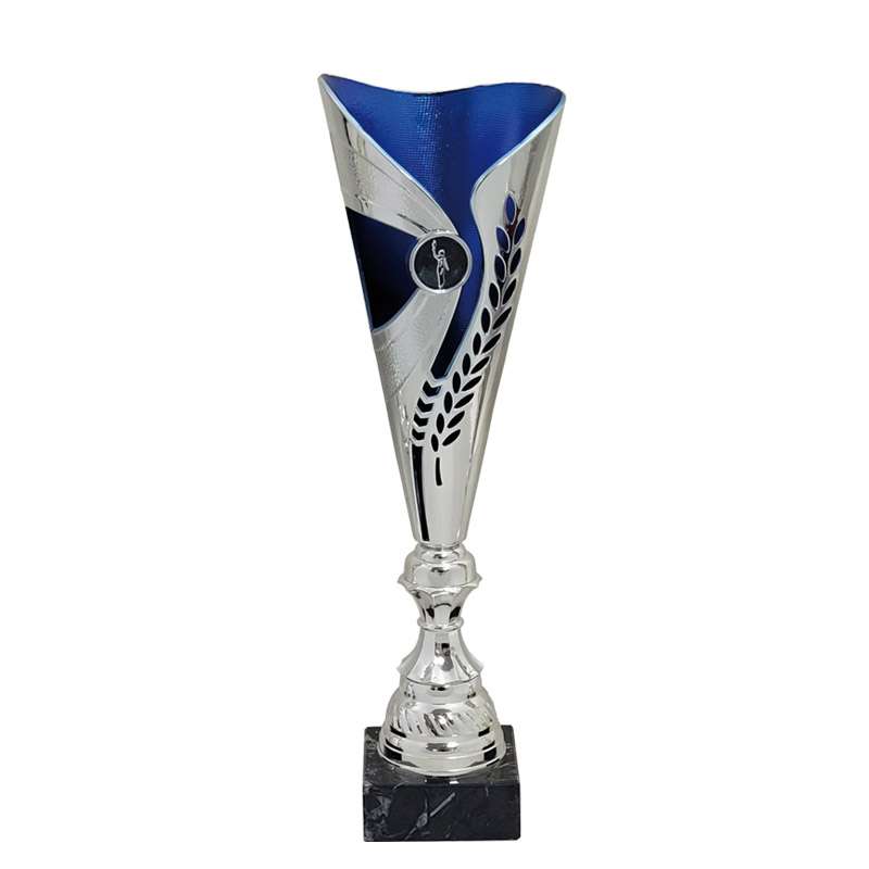 SILVER / BLUE LAUREL FLUTED CUP
