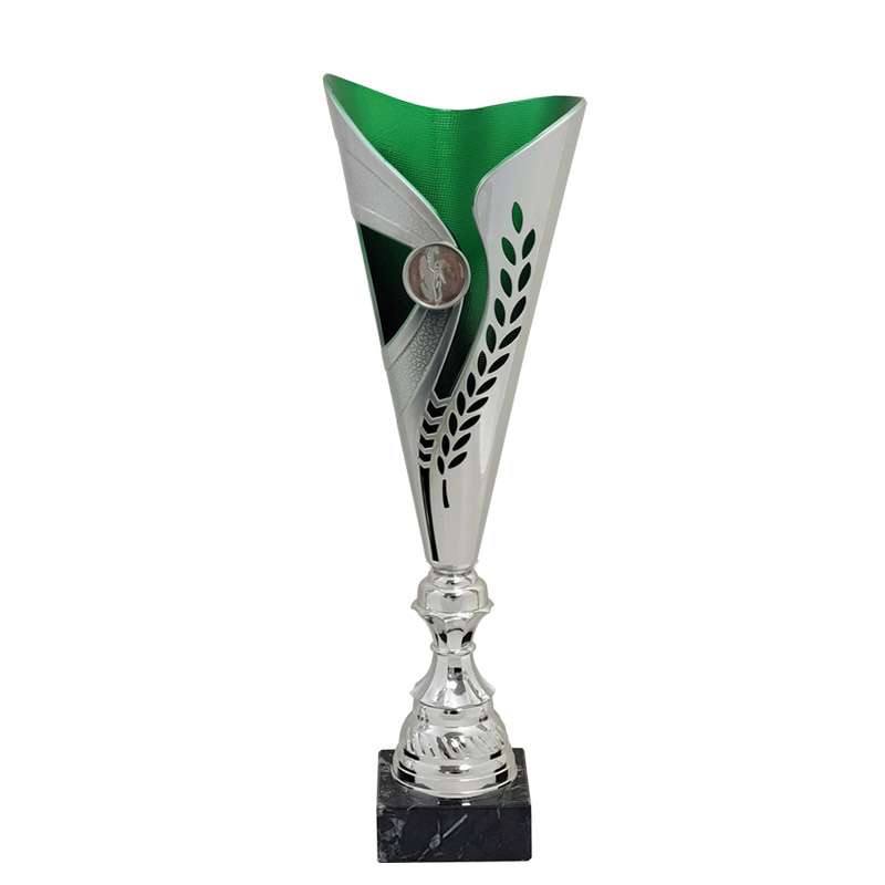 SILVER / GREEN LAUREL FLUTED CUP