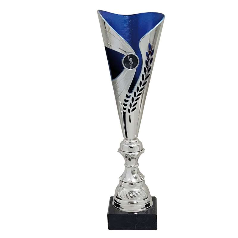 SILVER / BLUE LAUREL FLUTED CUP