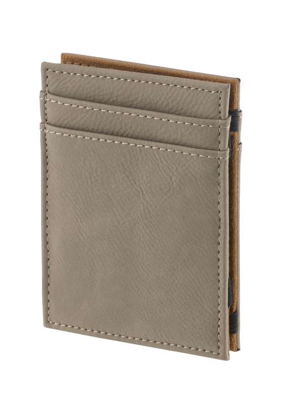 LZM 4.25in x 3in Brown Leatherette Card Holder – Brown