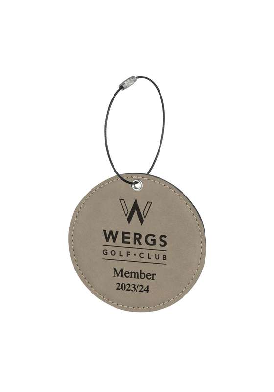 LZM 3.5in Brown Leatherette Round Bag Tag – Brown