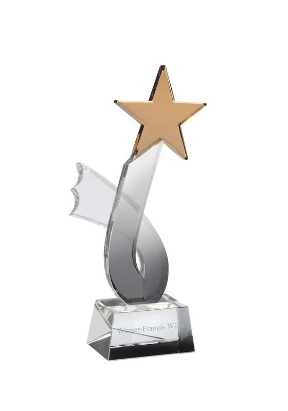 LG 10.5in Optical Crystal Gold Shooting Star Award – Clear