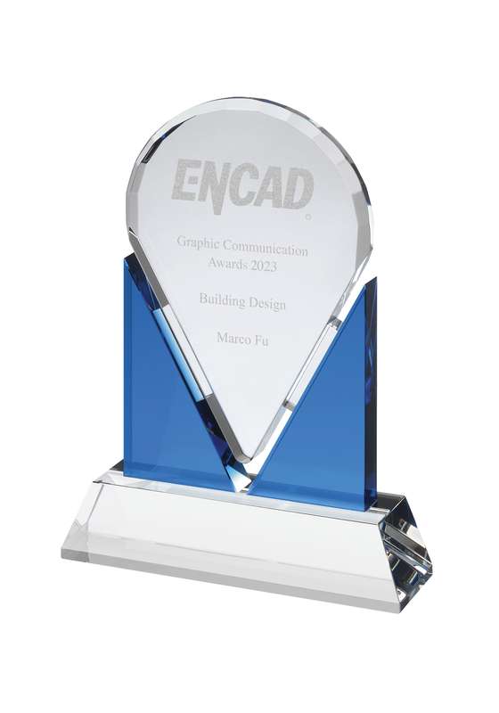 LG 7.75in Swatkins Blue & Clear Crystal Award – Clear/Blue