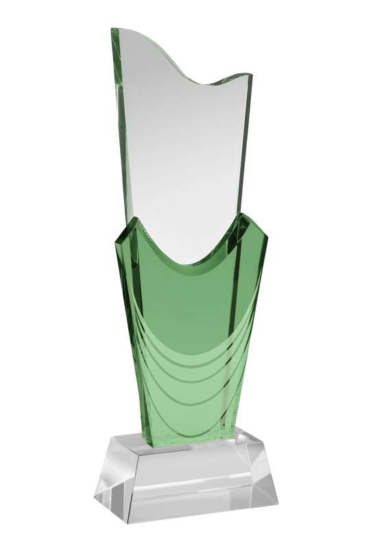 LG 10in Clear & Green Crystal Award – Clear/Green