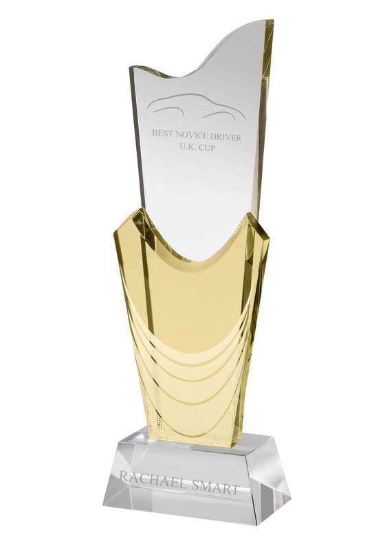 LG 10.75in Clear & Yellow Crystal Award – Clear/Yellow