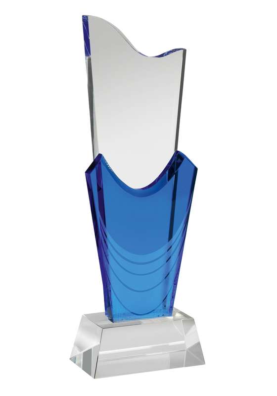 LG 11.5in Clear & Blue Crystal Award – Clear/Blue