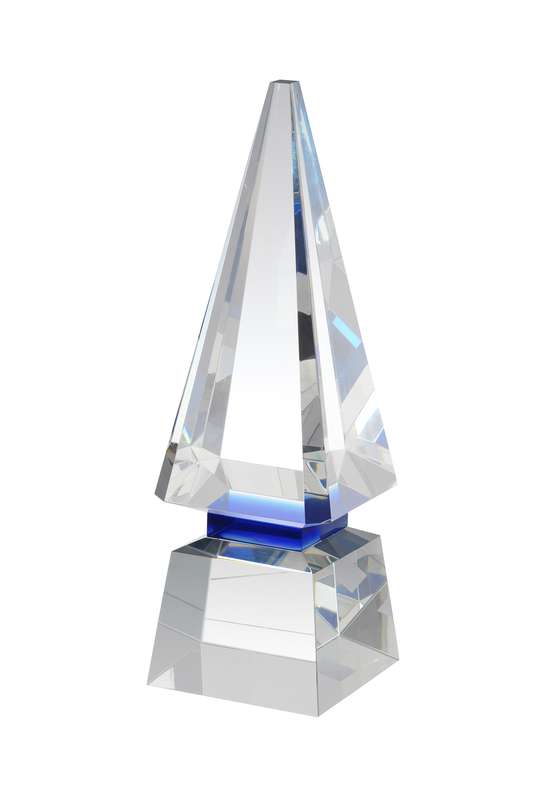 LG 11.25in Clear & Blue Optical Crystal Award – Clear/Blue