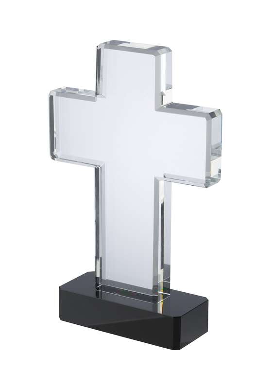 LG 8.5in Clear & Black Optical Crystal Cross Award – Clear/Black