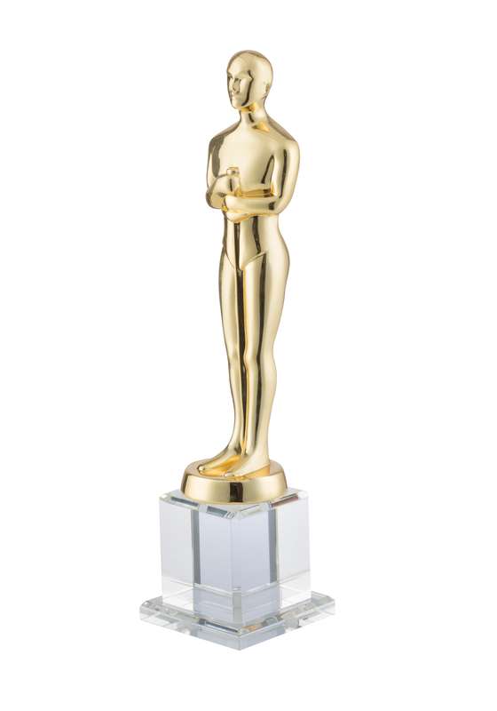 LG 8in Metal Figure & Crystal Base Award – Clear/Gold