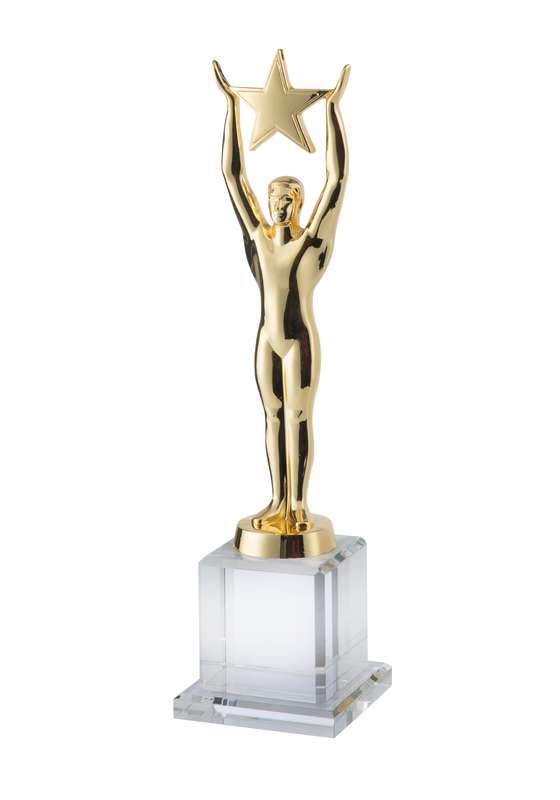 LG 10.5in Metal Star Figure & Crystal Base Award – Clear/Gold