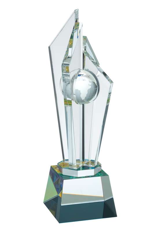 LG 12in Clear Optical Crystal Central Globe Award – Clear