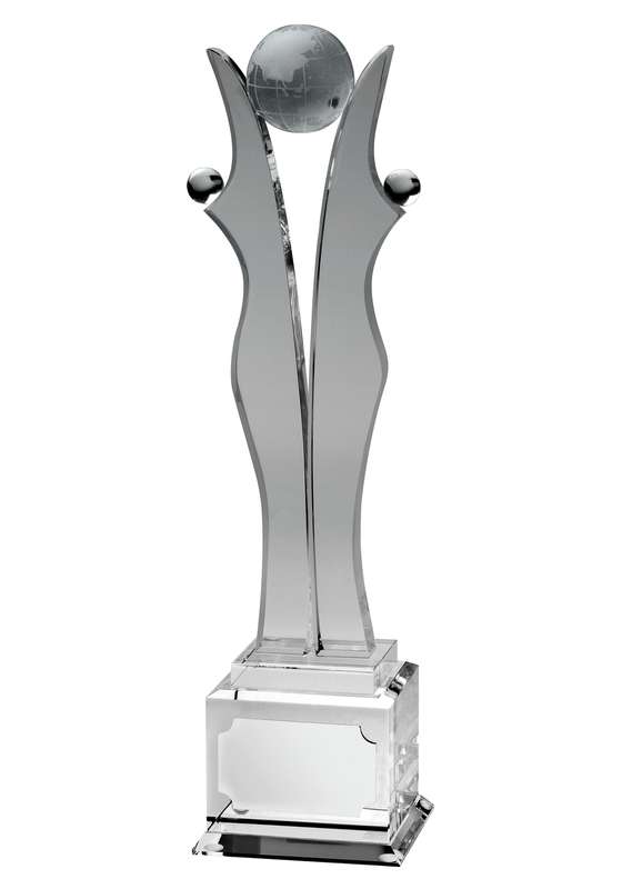 LG MB 12in Clear Optical Crystal Rising Globe Award – Clear