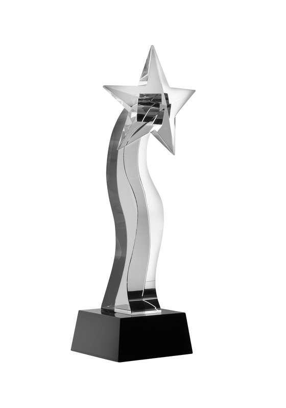 LG 10in Optical Crystal Star & Black Base Award – Clear