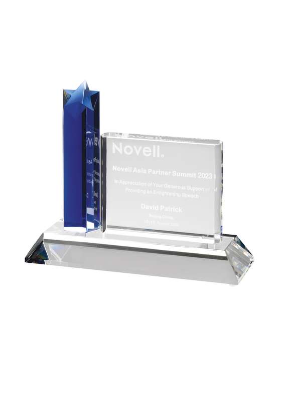 LG 6.5in Optical Crystal Blue Rising Star Award & Panel – Clear