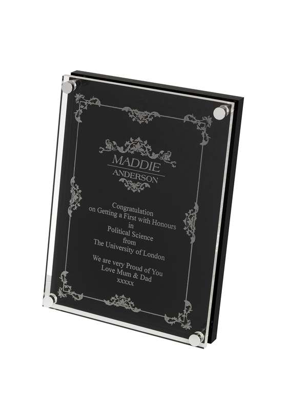 LG 8in x 6in Clear & Black Plaque Acrylic Award – Clear/Black