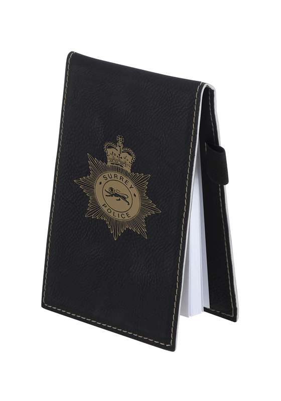 LZM 5.5in x 3.5in Black Leatherette Note Pad – Black
