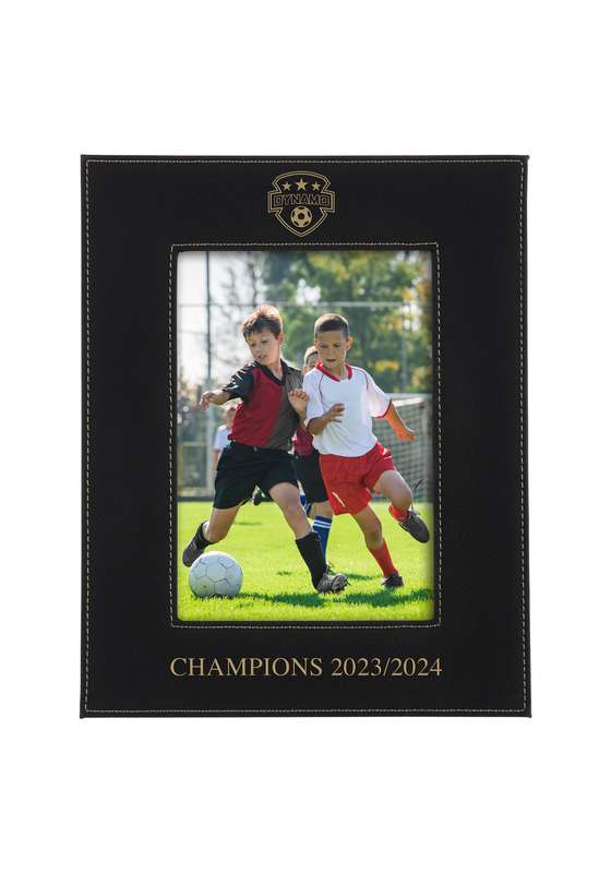 LZM 13in x 11in Black Leatherette Photoframe – 8in x 10in – Black