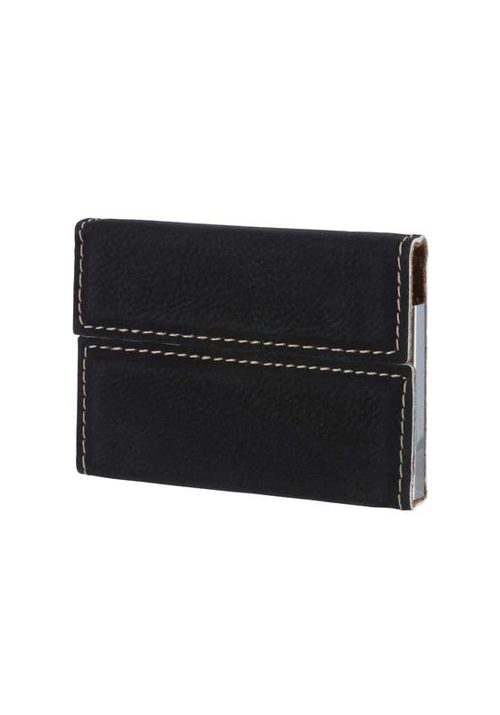 LZS 2.5in x 3.75in Black Leatherette Business Card Holder – Black