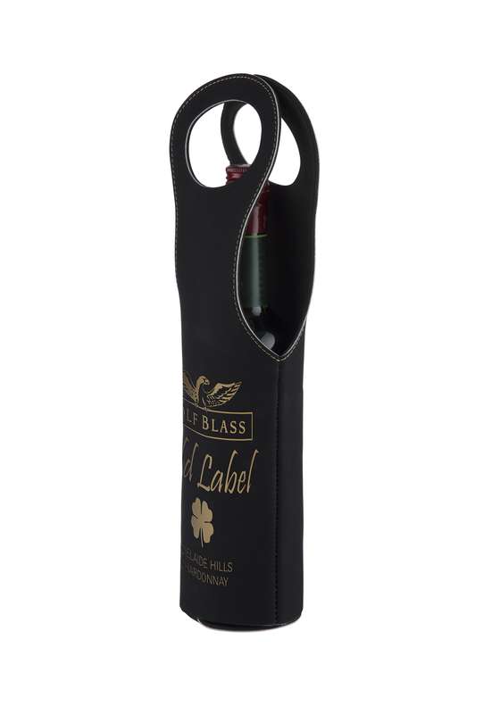 LZL 16in x 5in Black Leatherette Wine/Spirit Holder Bag – Black