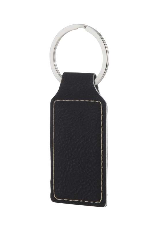 LZS 3.75in x 1.25in Black Leatherette Key Ring – Black