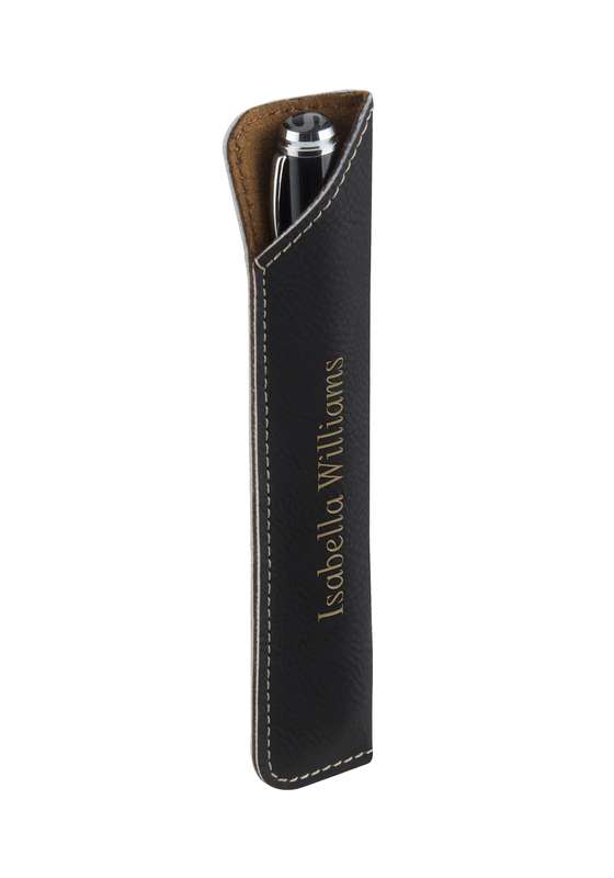 LZS 6.25in x 1.25in Black Leatherette Single Pen Wallet – Black