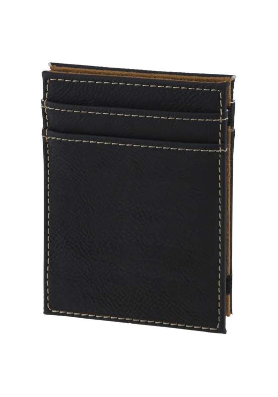 LZM 4.25in x 3in Black Leatherette Card Holder – Black