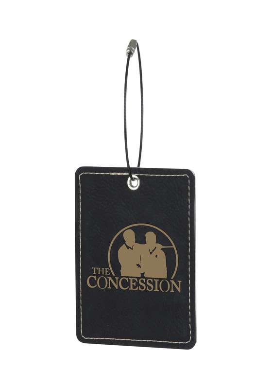 LZM 3.5in x 2.75in Black Leatherette Rectangle Bag Tag – Black