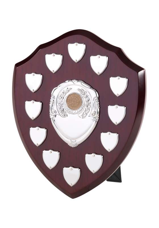 MC MB 10in Perpetual Shield Award – 12 Side Shields – Brown