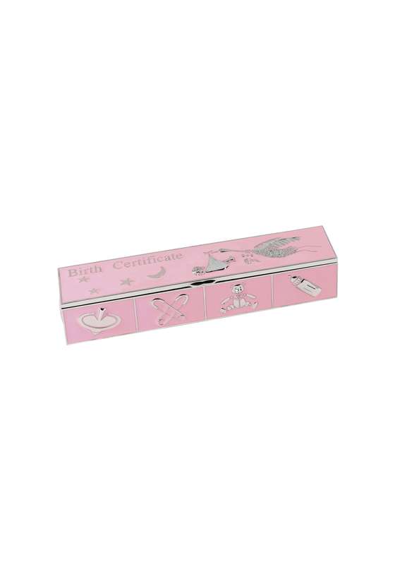 9.75in x 2in Birth Certificate Holder – Pink – Silver/Pink