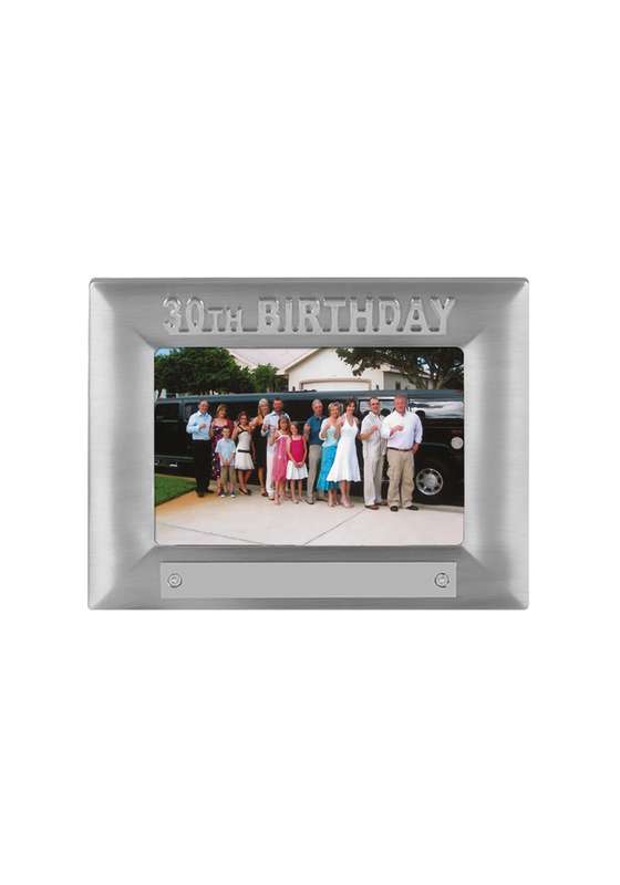 MB 7in x 5.25in 30th Birthday Photoframe – 6in x 4in Photo – Silver