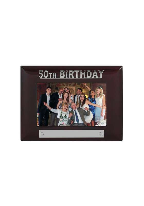 MB 7in x 5.25in 50th Birthday Photoframe – 6in x 4in Photo – Silver/Brown