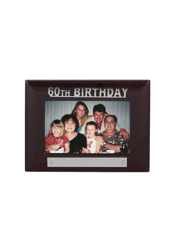 MB 7in x 5.25in 60th Birthday Photoframe – 6in x 4in Photo – Silver/Brown