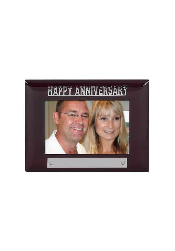 MB 7in x 5.25in Happy Anniversary Photoframe – 6in x 4in – Silver/Brown