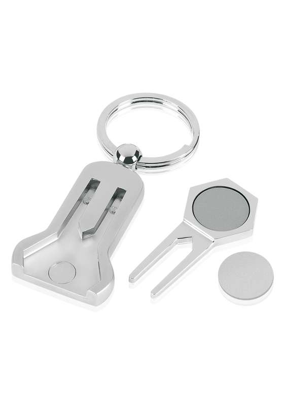 MB 3.5in Golf Pitch Repairer & Ball Marker Key Ring – Silver