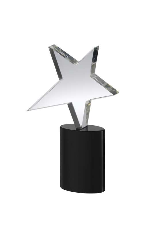 LG 7.25in Crystal Star & Black Base Award – Clear
