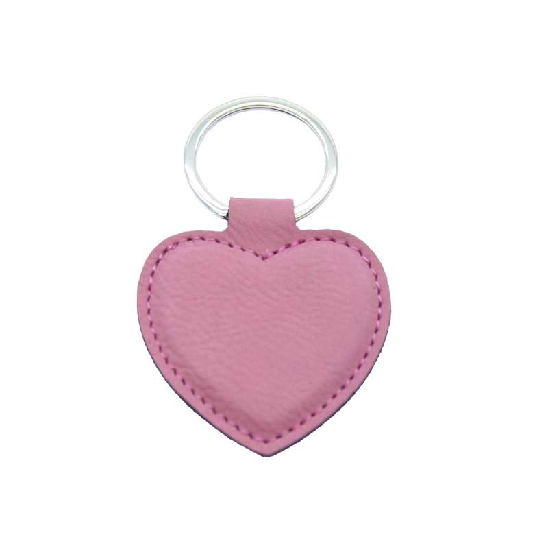 LZS 3.5in x 2in Pink Leatherette Heart Keyring – Pink