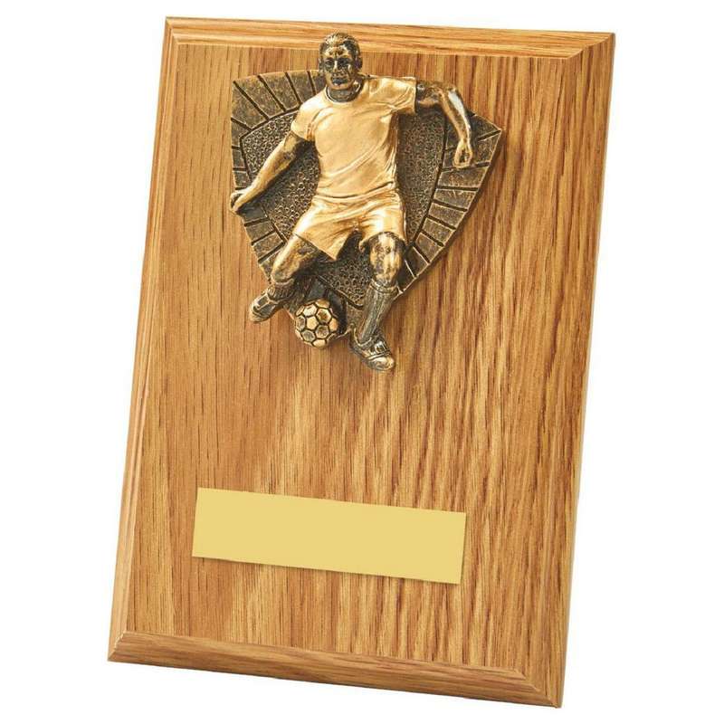 Male Footballer Wood Plaque Award