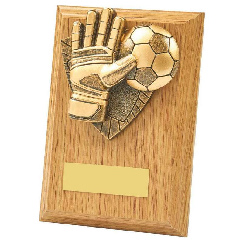 Football Goalie Wood Plaque Award