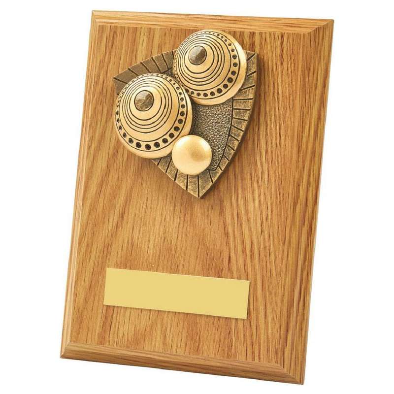 Light Oak Lawn Bowls Wood Plaque Award