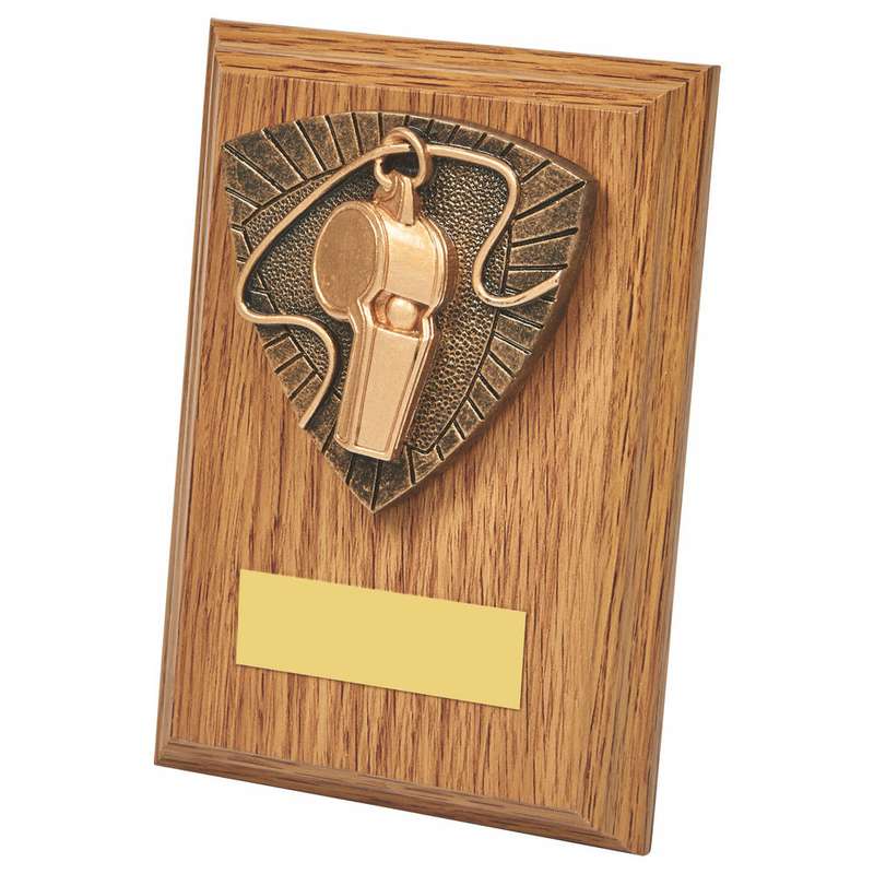 Referee's Whistle Wood Plaque Award