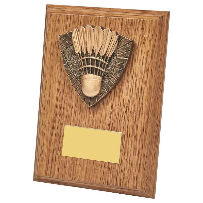 Wood Plaque with Resin Badminton Trim