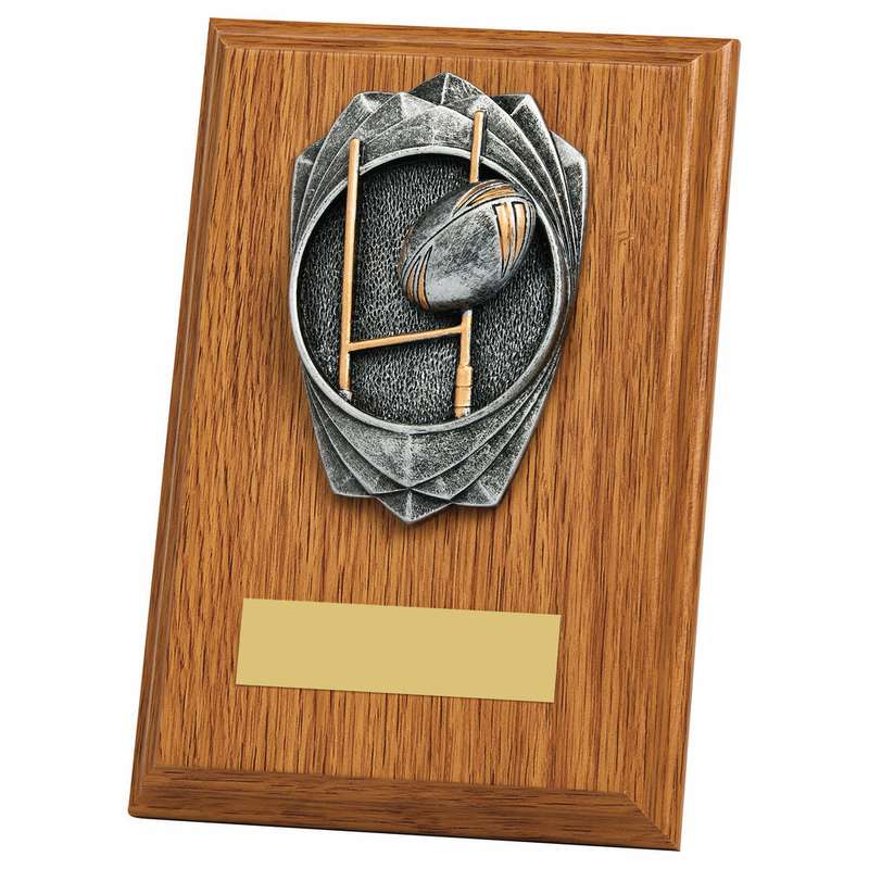 "Rose" Light Oak Rugby Plaque (Posts)