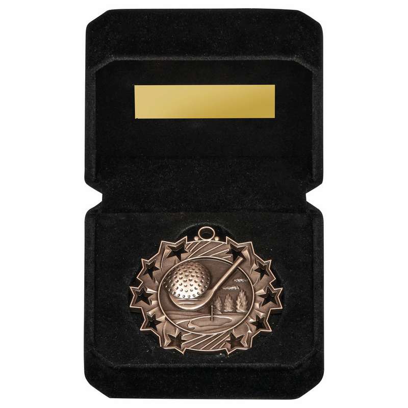Gold 60mm Male Golf Medal in Luxury Case
