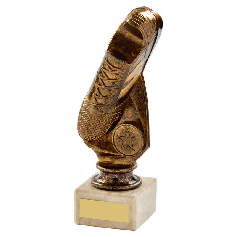 Antique Gold Football "Vertical" Boot on Marble