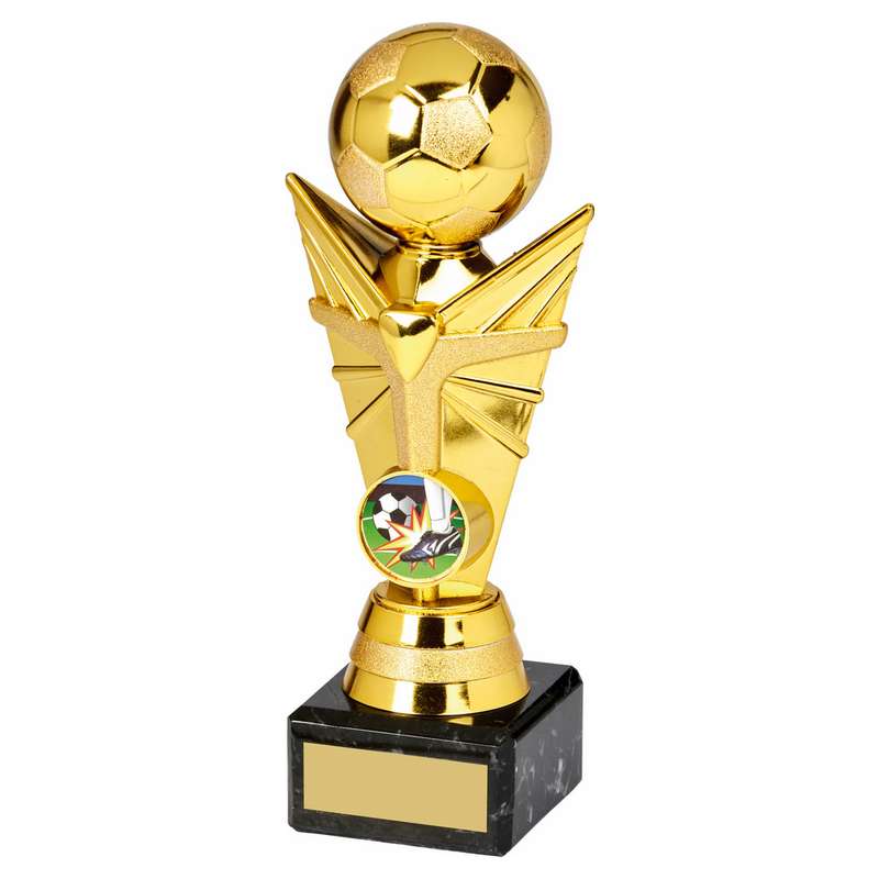 Shiny Gold Football Tower on Marble
