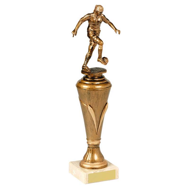 Antique Gold Female Football Pillar Trophy